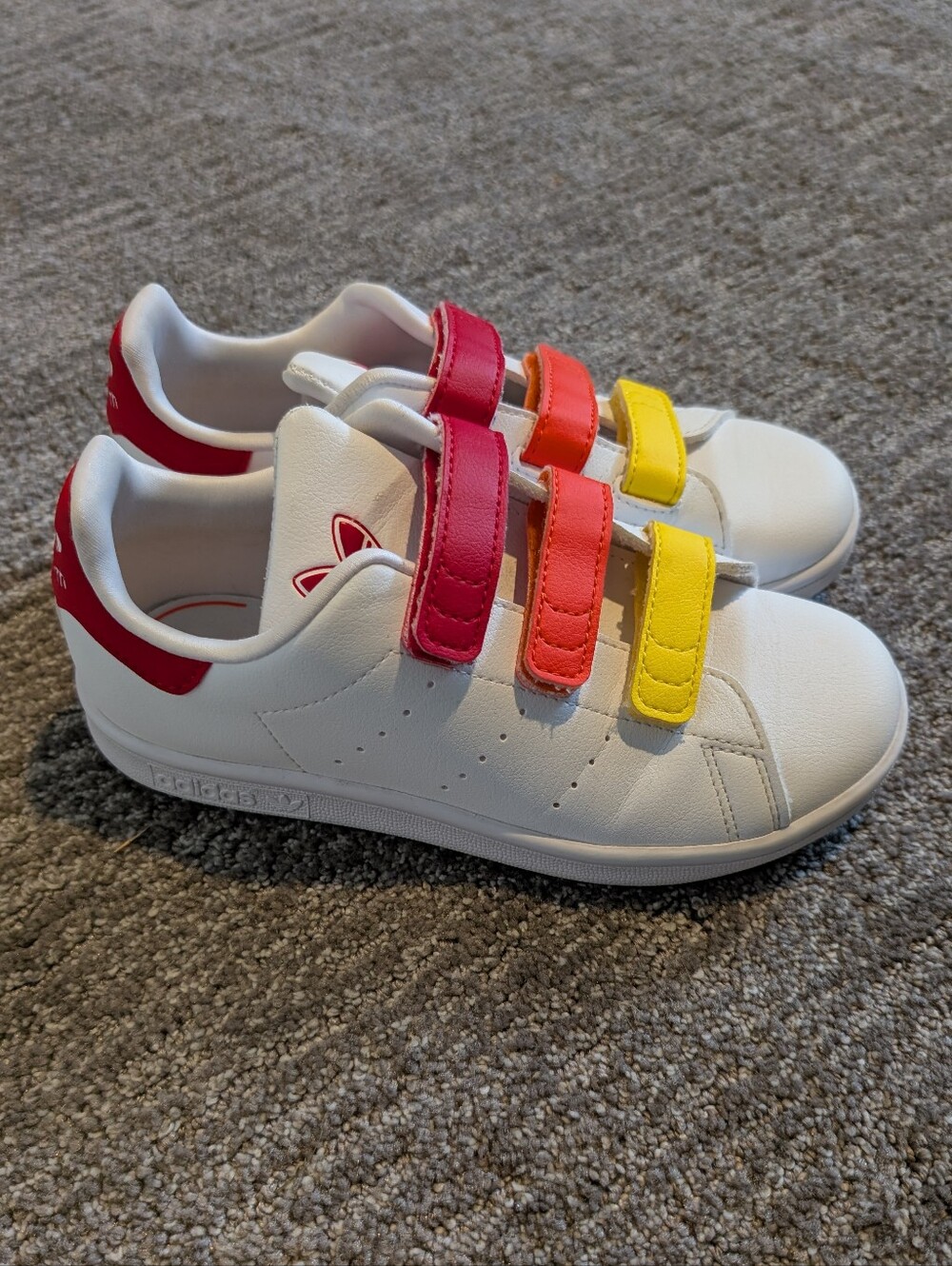 Adidas Stan Smith White Better Scarlet Sneakers with Velcro Straps - 1.5Y